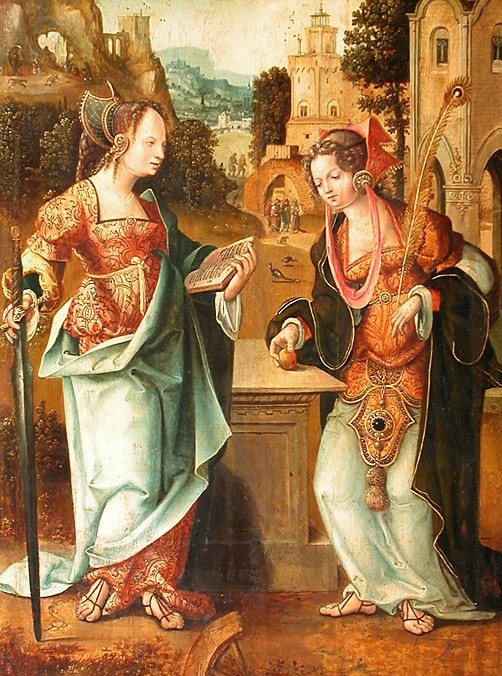 niederländisches Gemälde: Barbara und Katharina von Alexandria, wohl zwischen 1500 und 1550, im Louvre in Paris